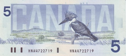 Канада 5 долларов 1986 Премьер-министр сэр Уилфрид Лорье UNC подписи тип #5
