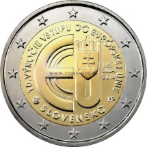Словакия 2 евро 2014 г /10 лет вступлению Республики Словакия в Евросоюз/ 