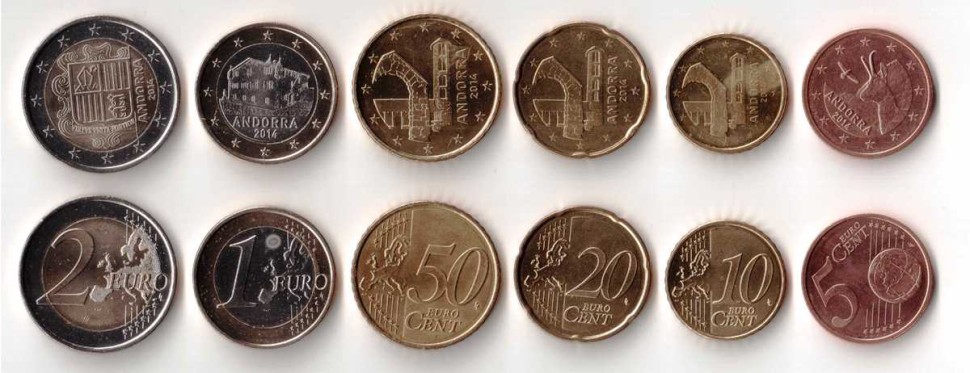 Андорра Набор из 6 евро монет 2014 г.   R