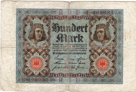 Германия 100 марок 1920 года. F