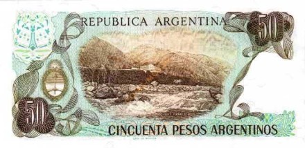 Аргентина 50 песо 1985 г  Поселок Термас де Рейес в провинции Хухуй  UNC 