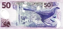 Новая Зеландия 50 долларов 2014 г «Кокако - Новозеландский скворец»  UNC пластик     