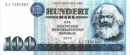 Германия (ГДР) 100 марок 1975 г.  Карл Маркс  UNC   