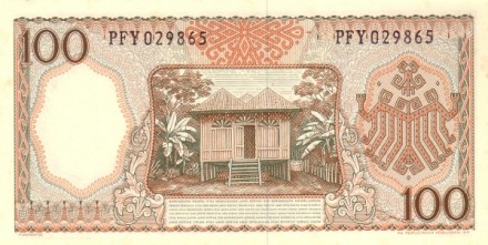 Индонезия 100 рупий 1964 Сборщик каучука  UNC