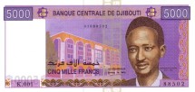 Джибути 5000 франков 2002 г. /Махамуд Харби/ UNC  