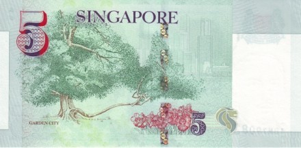 Сингапур 5 долларов 2005 город-сад UNC