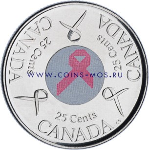 Канада. Лента Надежды  25 центов 2006 года.  Цветная эмаль  