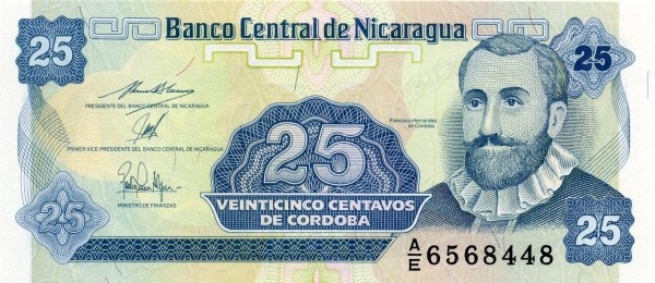 Никарагуа 25 центаво 1991 Конкистадор Эрнандес де Кордоба UNC