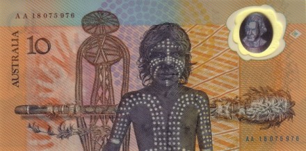 Австралия 10 долларов 1988 «200-летию первых поселений европейцев в Австралии» UNC пластик Достаточно редкая!