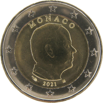 Монако 2 евро 2021 г Князь Альберт II