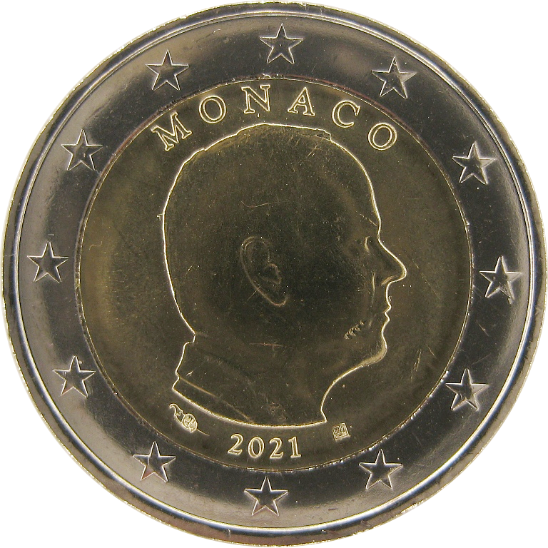 Монако 2 евро 2021 г Князь Альберт II