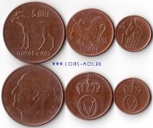 Норвегия Животные  Набор из 3 монет 1971-73 г
