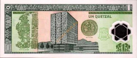 Гватемала 1 кетсаль 2008 г  Генерал Хосе Мария Орельяна UNC  пластиковая банкнота
