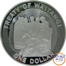 Новая Зеландия 1 доллар 1990 г.  Вайтангский договор  Proof  Серебро!!  в подарочной коробке!    