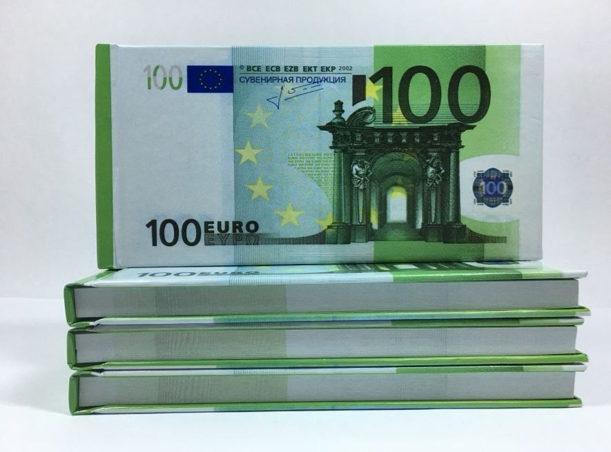 Отрывной блокнот 100 EURO в жесткой ламинированной обложке
