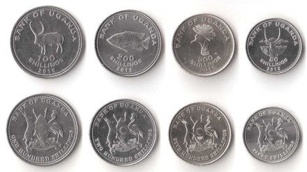 Уганда Набор из 4 монет 2015 г. Животные!!