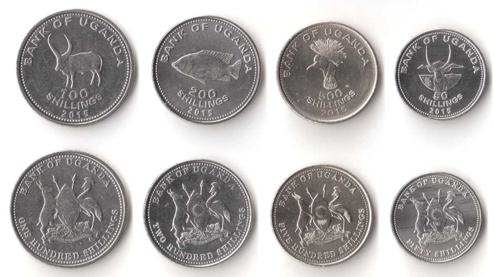 Уганда Набор из 4 монет 2015 г. Животные!!