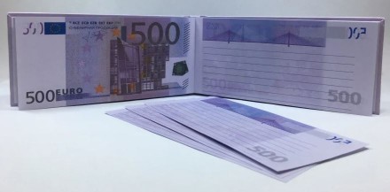 Отрывной блокнот 500 EURO в жесткой ламинированной обложке  