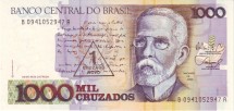 Бразилия 1 крузадо на 1000 крузадо 1989 г  Поэт Жоаким Машаду де Ассис   UNC 