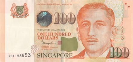 Сингапур 100 долларов 2014 г. Президент Юсоф бин Исхак UNC