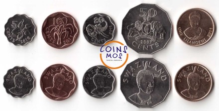 Свазиленд  Набор из 5 монет  2007 - 2011 гг.