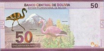 Боливия 50 боливиано 2018 г. Снежная гора Сахама, Андский фламинго UNC   