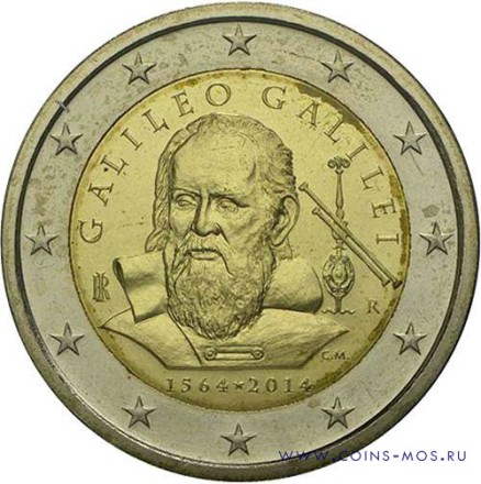 Италия 2 евро 2014 г Галилео Галилей   
