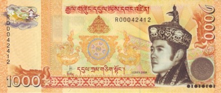 Бутан 1000 нгултрум 2008 г Коронации короля Джигме Кхесар Вангчук UNC Юбилейная!!