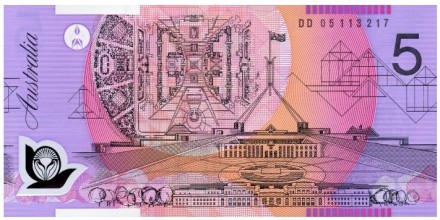 Австралия 5 долларов 2002-2006 г. UNC пластик