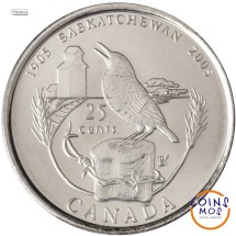 Канада 25 центов 2005 г.   100 лет провинции Саскачеван. Птица 