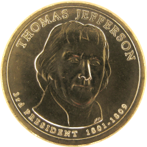 США Томас Джефферсон 1 доллар 2007 г.