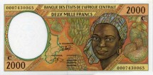 Конго  2000 франков 2000 г  «Рынок на пристани»  UNC  (C)