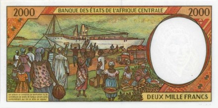 Конго 2000 франков 2000 г «Рынок на пристани» UNC (C)