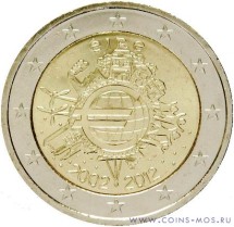 Ирландия 2 евро 2012 г. &quot;10 лет евро&quot;