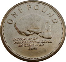 Гибралтар 1 фунт 2009 г.  Череп неандертальца