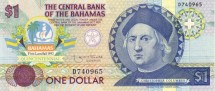 Багамские острова 1 доллар 1992 г. 500 лет первого выхода на берег Колумба (1492-1992) в Сан-Сальвадоре.  UNC  Юбилейная!  R!