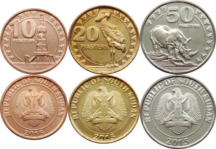 Южный Судан Набор из 3 монет 2015 г  Животные