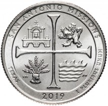 США 25 центов 2019 г. Техас Национальный парк Миссии Сан Антонио   D 