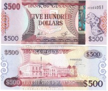Гайана 500 долларов 2011  Парламент Гайаны  UNC