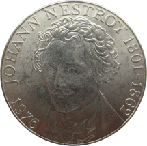 Австрия 100 шиллингов 1976 г.  Иоганн Нестрой   Серебро!