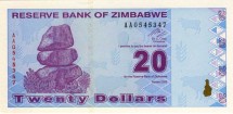 Зимбабве 20 долларов 2009 г. (Электростанция в Хванге) UNC
