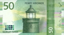 Норвегия 50 крон 2017 г. маяк Утвер в Солунде   UNC    