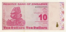 Зимбабве 10 долларов 2009  Руины великого Зимбабве  UNC