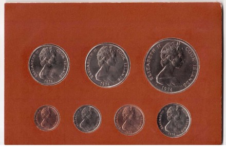 Острова Кука Набор из 7 монет 1974 в коин-карте BU