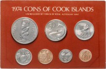 Острова Кука Набор из 7 монет 1974 /в коин-карте