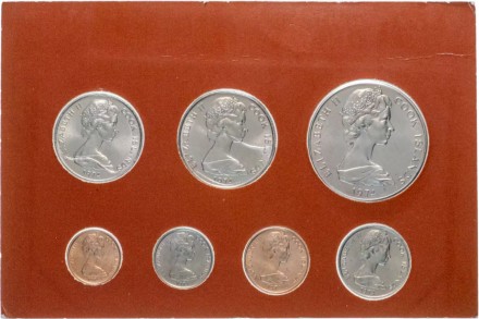 Острова Кука Набор из 7 монет 1974 в коин-карте BU