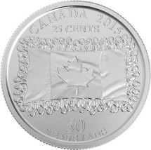 Канада 25 центов 2015 г.  /50 лет флагу Канады/  