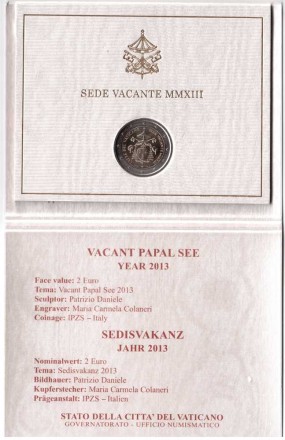 Ватикан «Вакантный престол»  2 евро 2013 г. в буклете