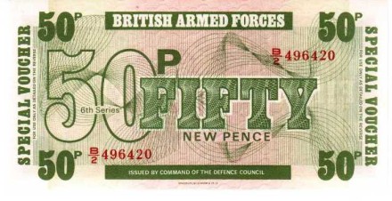 Великобритания 50 новых пенсов 1972 года для военной торговли UNC   