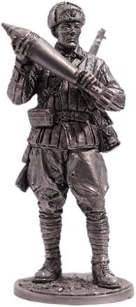 Солдатик Красноармеец-минометчик с миной к 120-мм плк. миномёту, 1941-43 гг. СССР